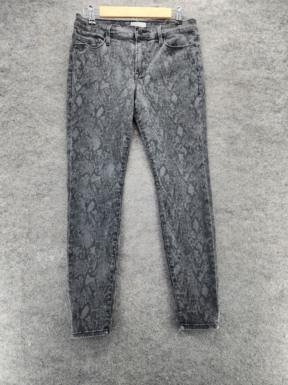 Frame Jeans Womens 31 Le Skinny Gray Snakeskin Denim